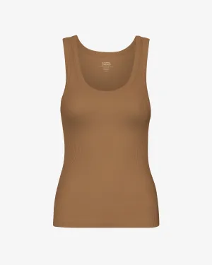 Women Organic Rib Tank Top - Sahara Camel