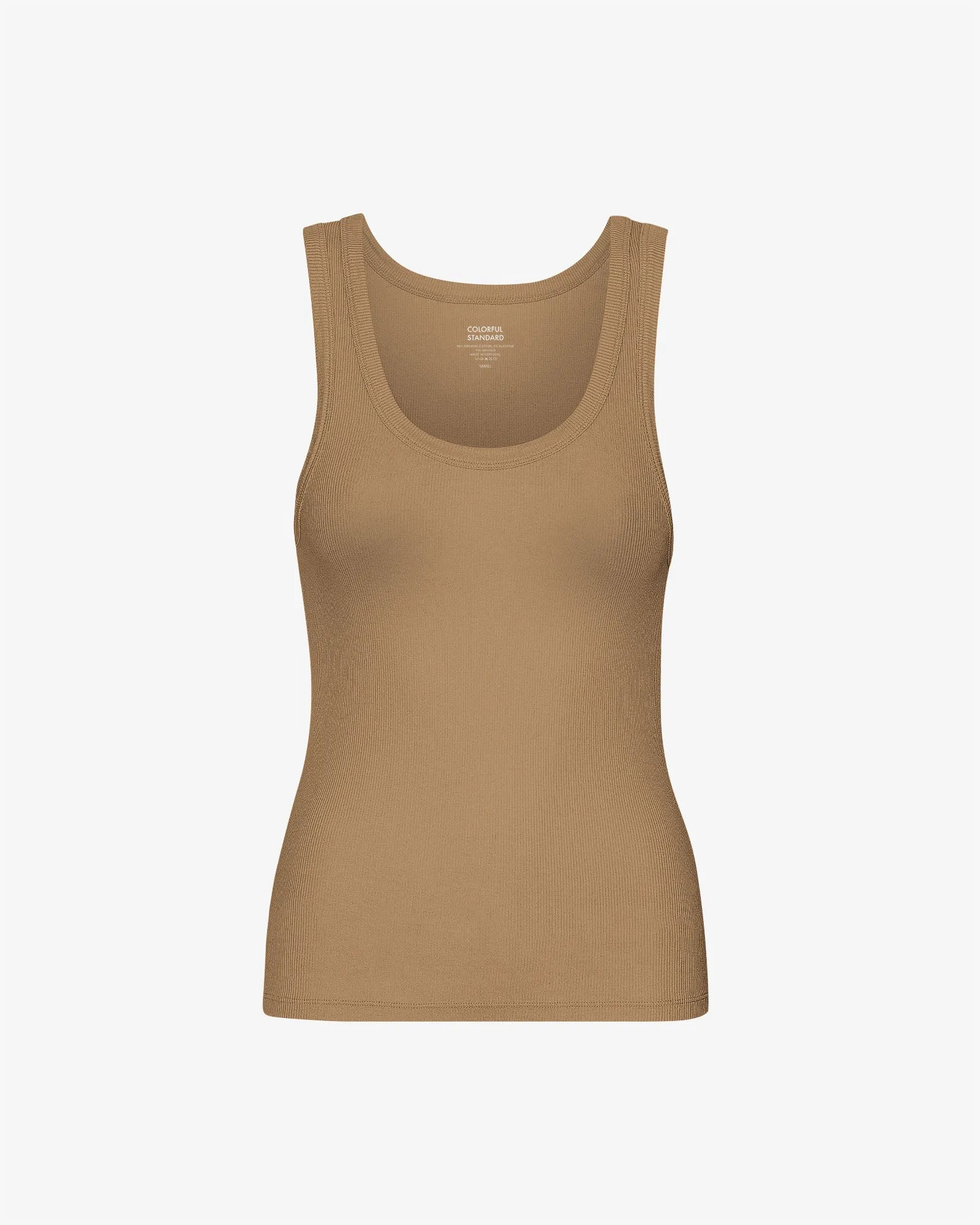Women Organic Rib Tank Top - Sahara Camel