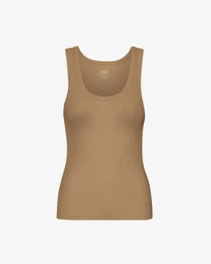 Women Organic Rib Tank Top - Sahara Camel