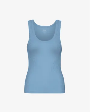 Women Organic Rib Tank Top - Seaside Blue