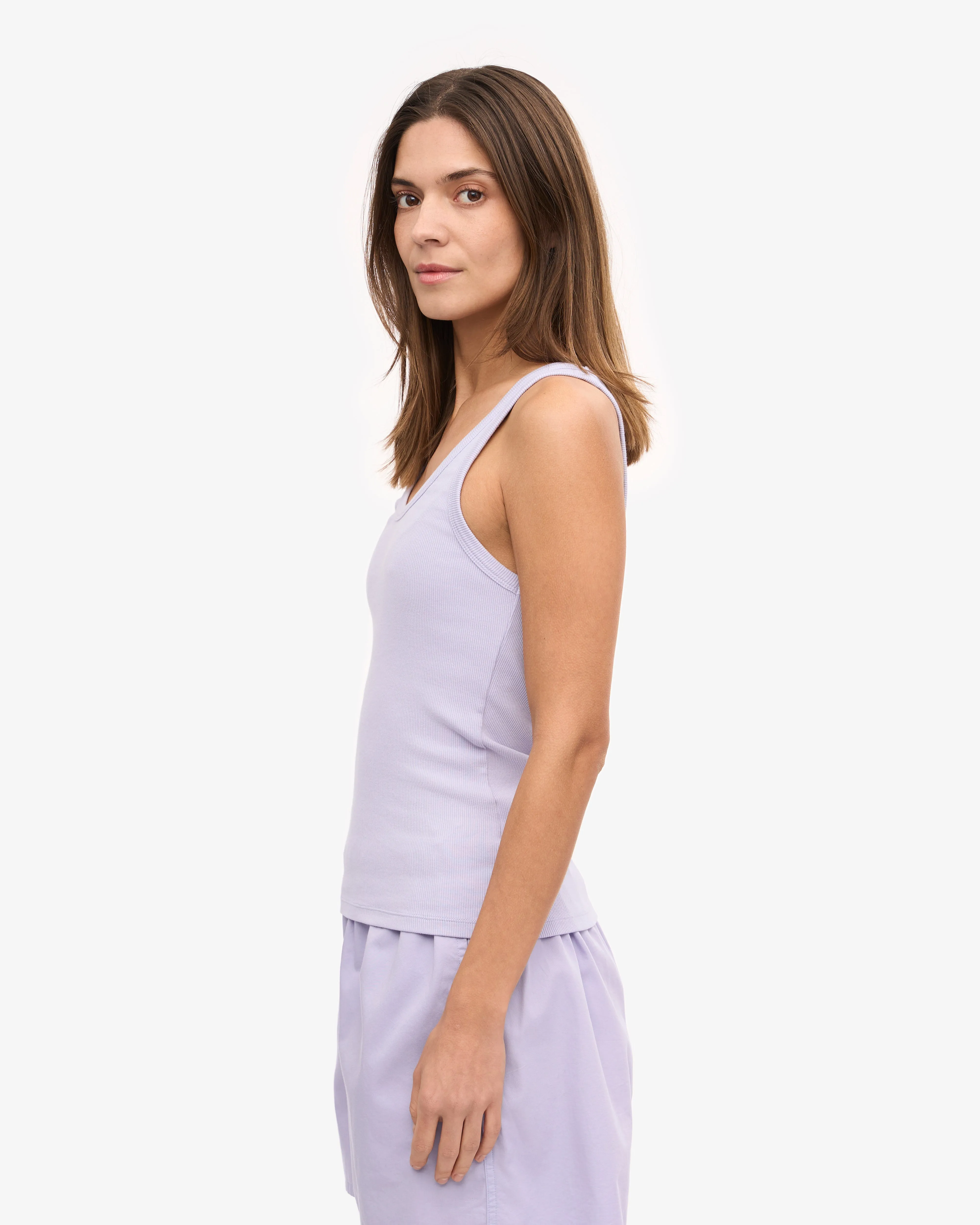 Women Organic Rib Tank Top - Soft Lavender