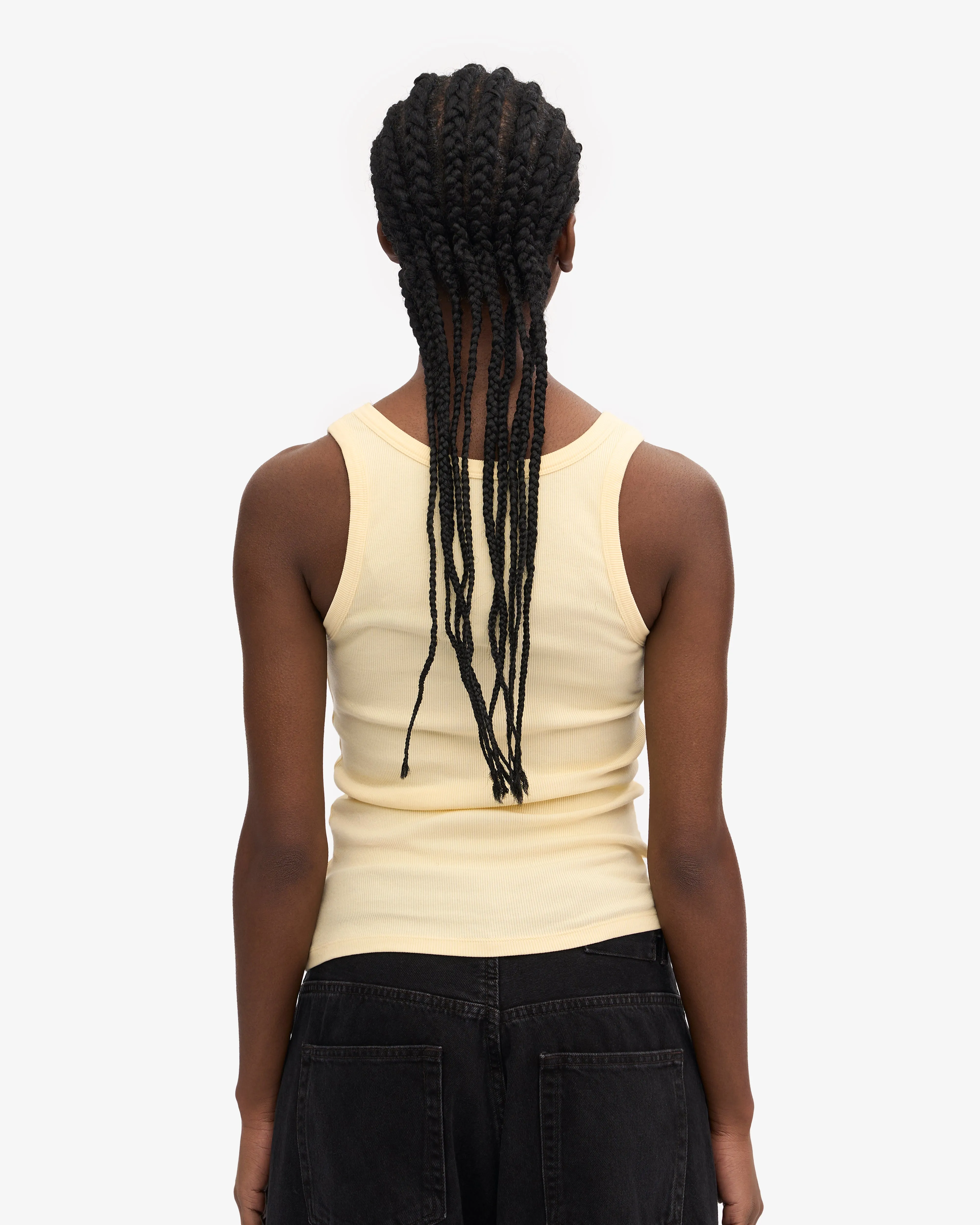 Women Organic Rib Tank Top - Soft Yellow