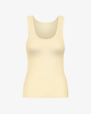 Women Organic Rib Tank Top - Soft Yellow