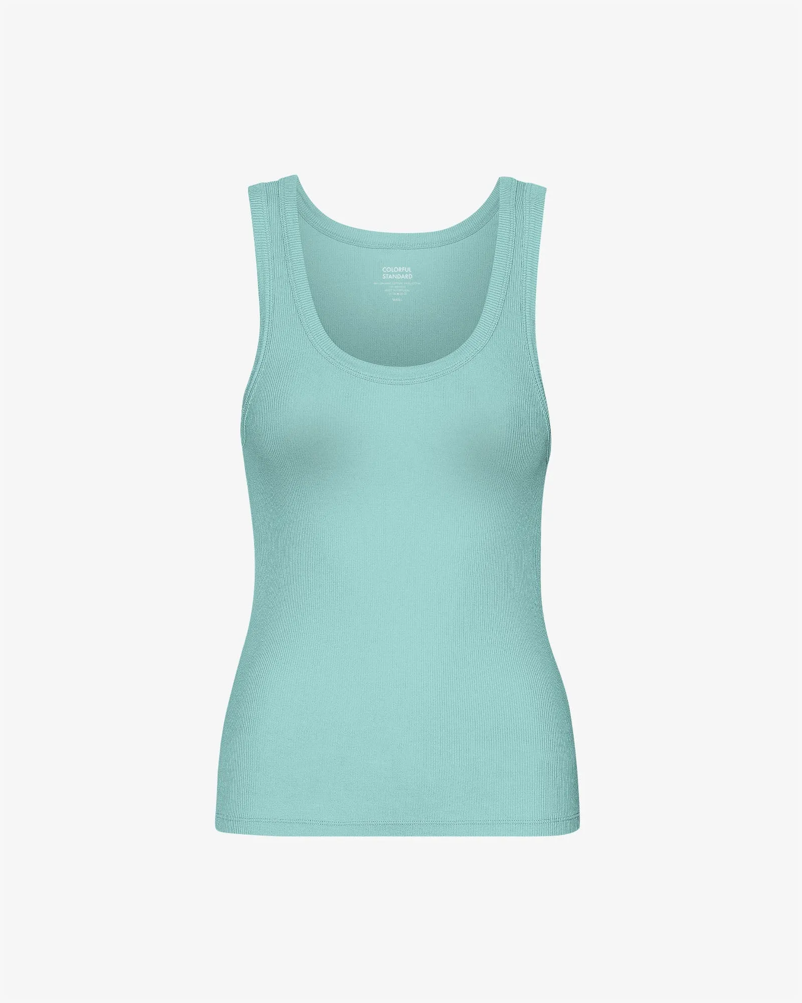 Women Organic Rib Tank Top - Teal Blue