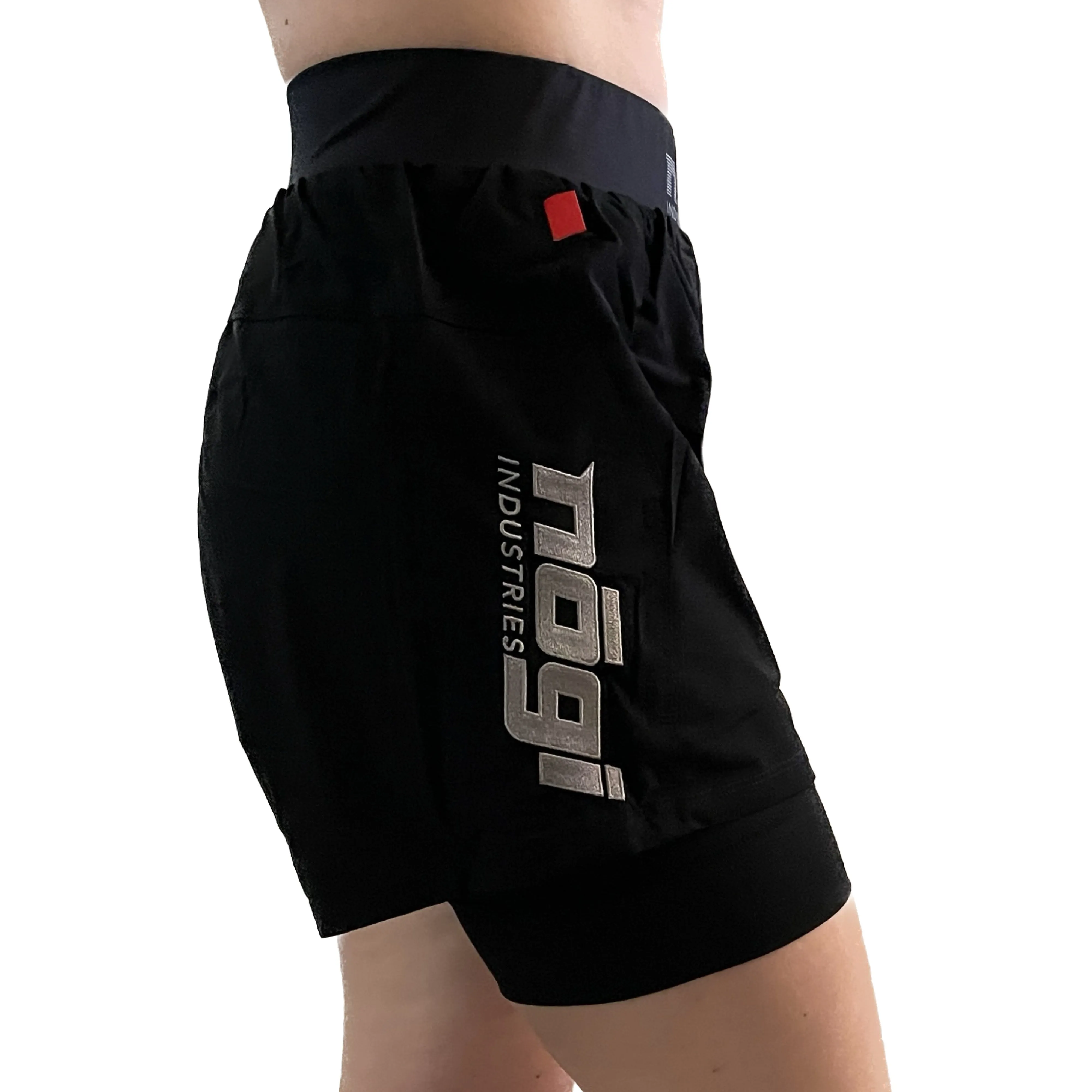 WOMENS Ghost 5" Inseam Premium Lined Grappling Shorts - Obsidian Black by Nogi Industries