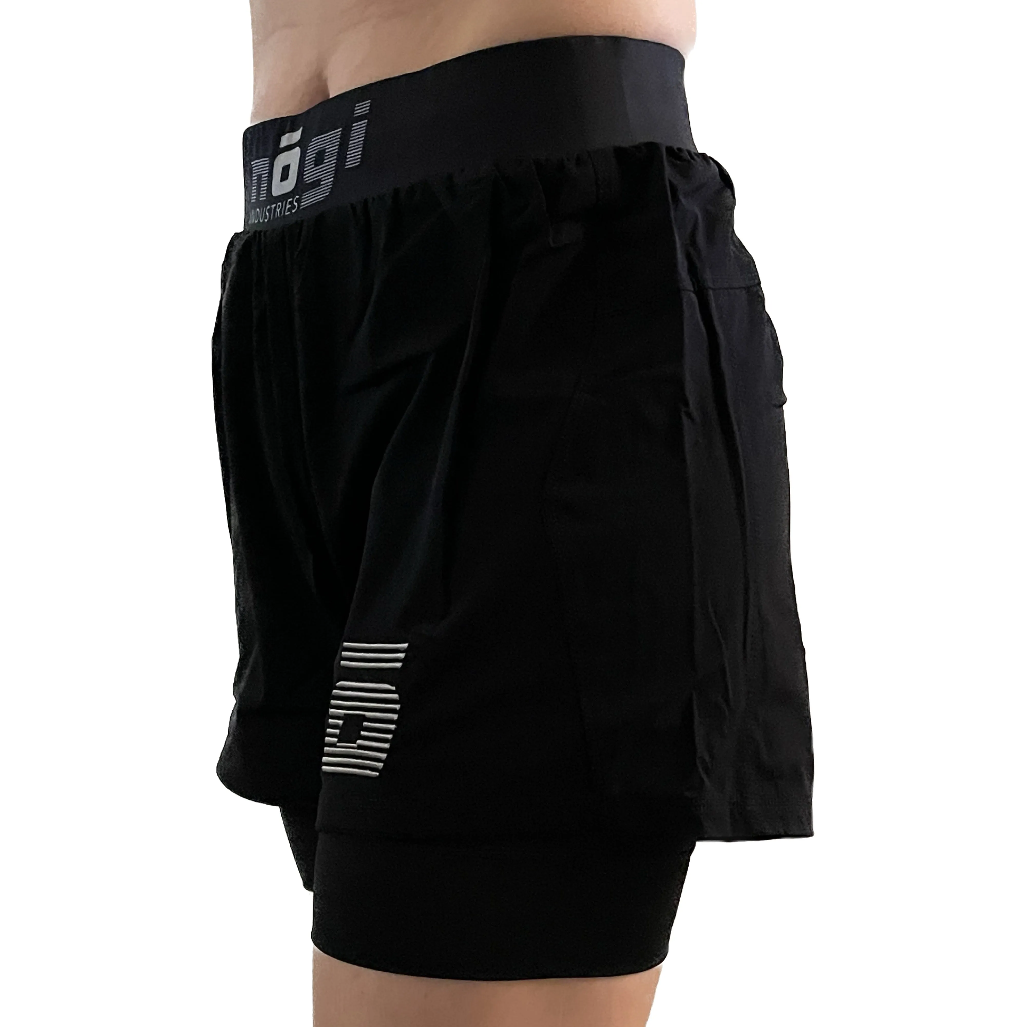 WOMENS Ghost 5" Inseam Premium Lined Grappling Shorts - Obsidian Black by Nogi Industries