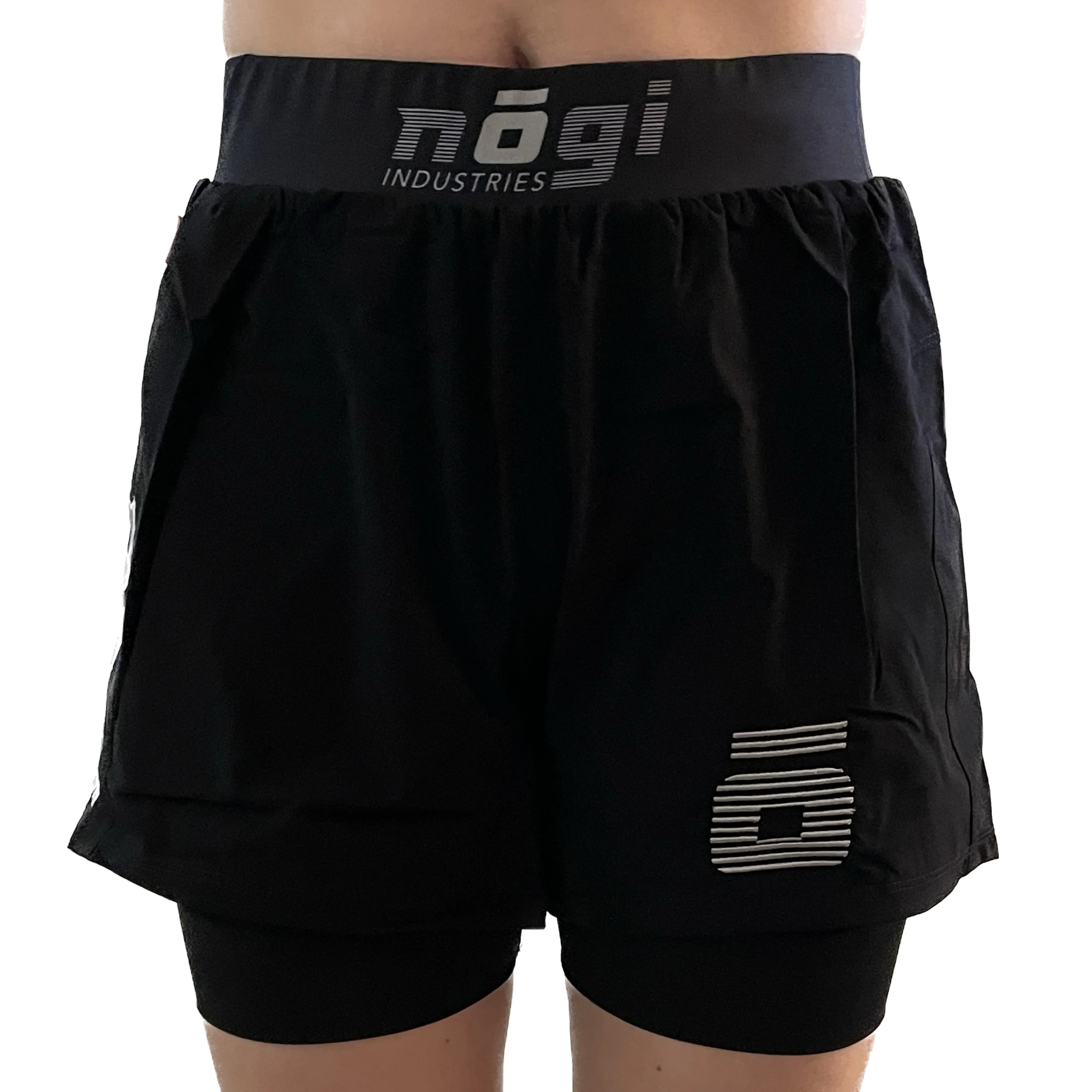 WOMENS Ghost 5" Inseam Premium Lined Grappling Shorts - Obsidian Black by Nogi Industries