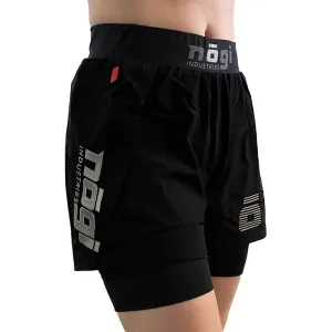 WOMENS Ghost 5" Inseam Premium Lined Grappling Shorts - Obsidian Black by Nogi Industries