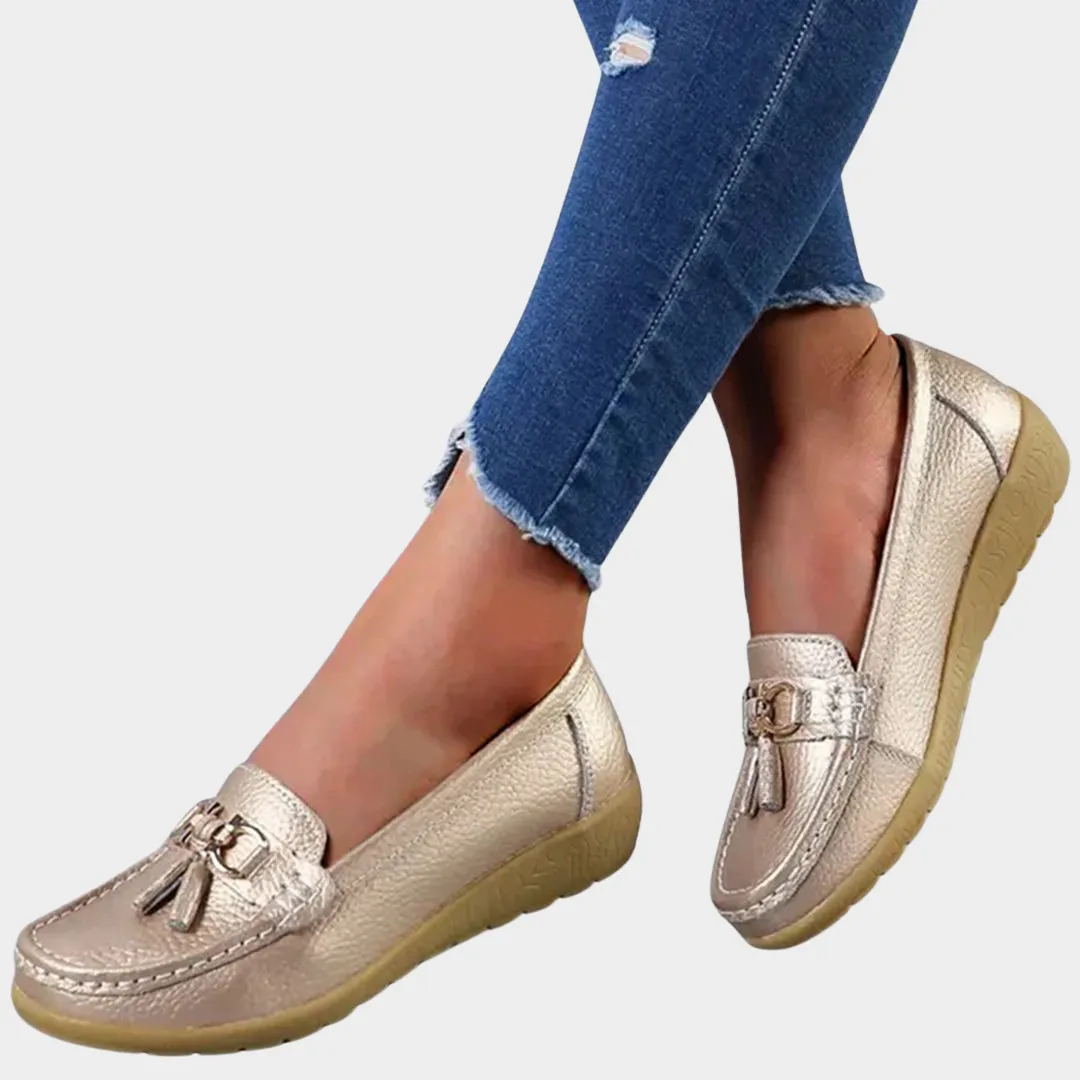 Women's Leather Loafers - Slip-On - Elegant & Comfortable - Premium Material - Multiple Colours