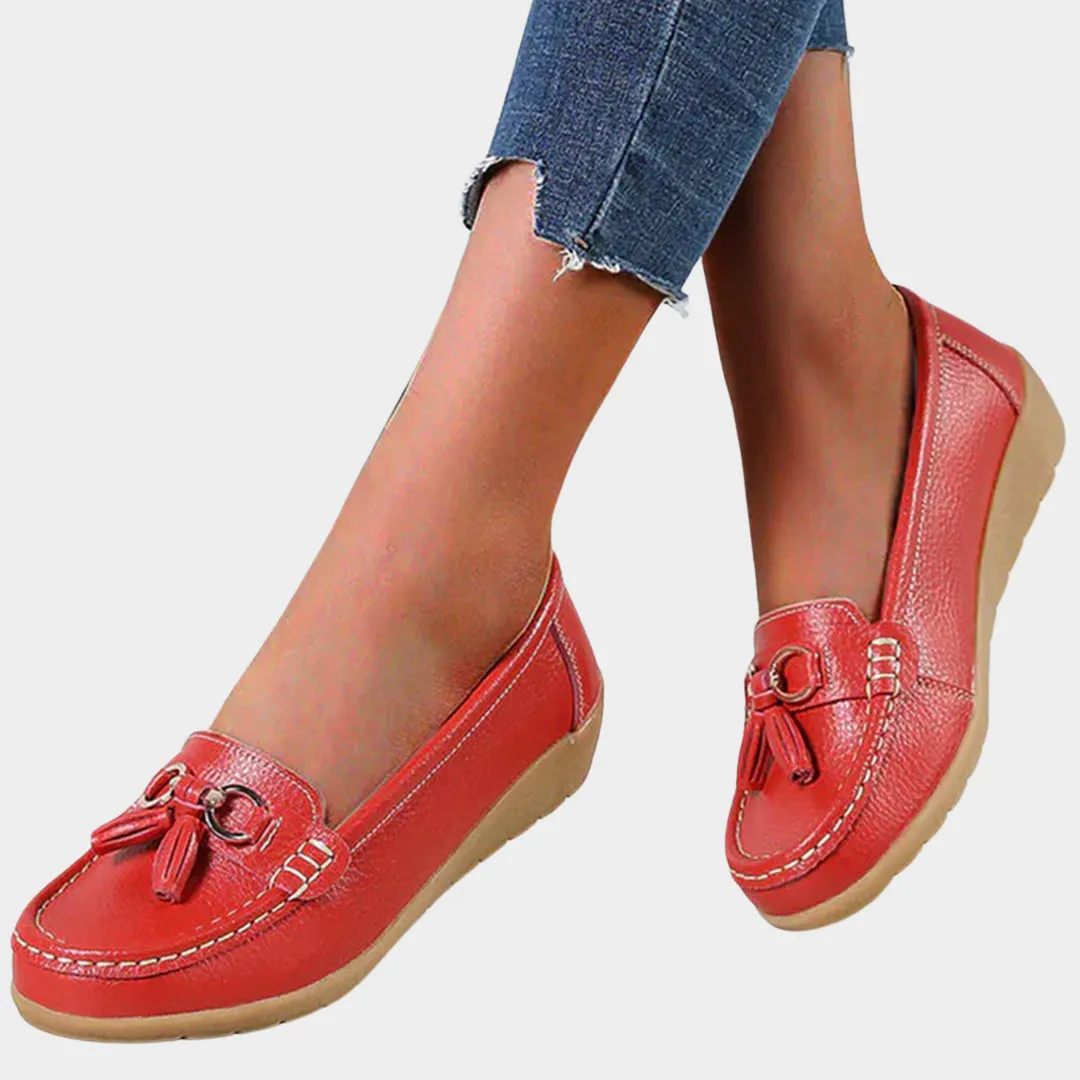 Women's Leather Loafers - Slip-On - Elegant & Comfortable - Premium Material - Multiple Colours